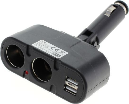 Produktbild AccuCell KFZ-Adapter, Verteiler Zigarettenanzünder - Stecker auf 2x Kupplung + USB