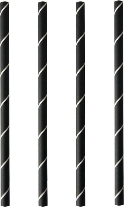 Papstar Papiertrinkhalm "pure", 150 mm, schwarz / weiss aus Papier, Länge: 150 mm, Durchmesser: 7 mm (250 x)