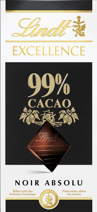 Image du produit Lindt Tablette de chocolat noir Excellence 99% Cacao (50 g)