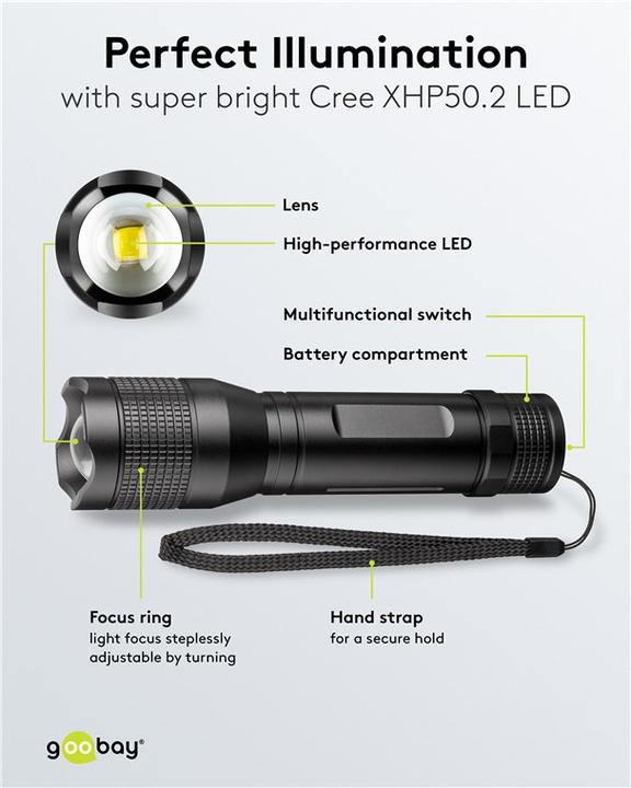 Produktbild Goobay LED-Taschenlampe Super Bright 1500 (17.10 cm, 1500 lm)
