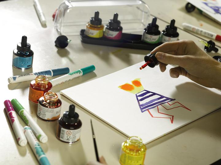 Produktbild Talens Ecoline Set (Magenta, Black, Sky Blue, Zitronengelb, Green, 150 ml)