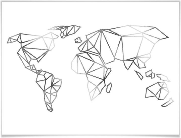 Produktbild Trenddeko Origami Weltkarte - Silber-Optik (150 x 120 cm)
