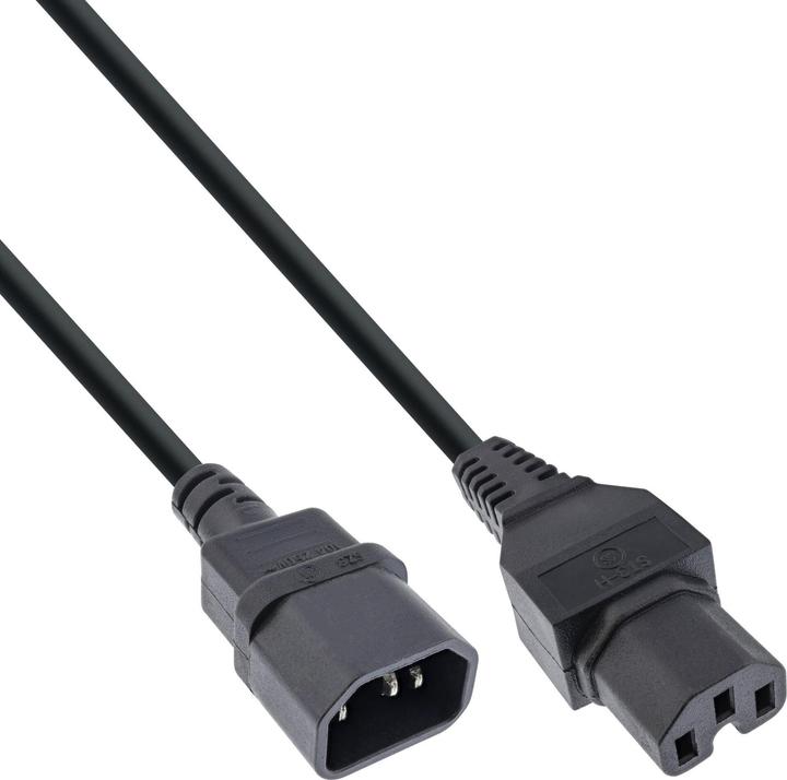 Actual product image InLine 40 Bulk-Pack ® Mains cable extension, hot appliance plug straight C15 to socket straight C14, 1 (1.80 m)