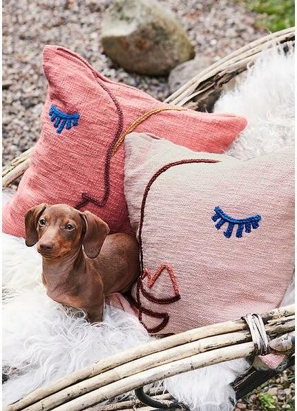 Produktbild Liv Interior Kissenbezug Faces 45 cm x 45 cm, Rosa (45 x 45 cm)