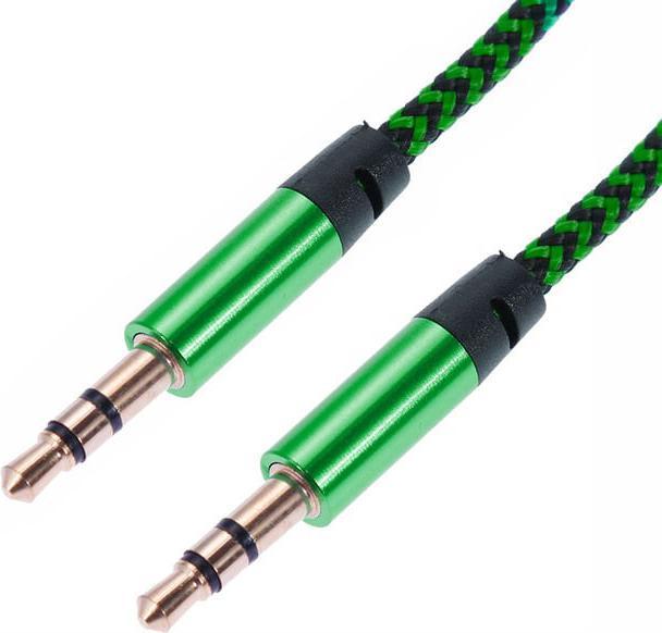 Produktbild JTI 1 m gewebtes 3,5-mm-Aux-Kabel - Grün (1 m, 3.5mm Klinke (AUX))