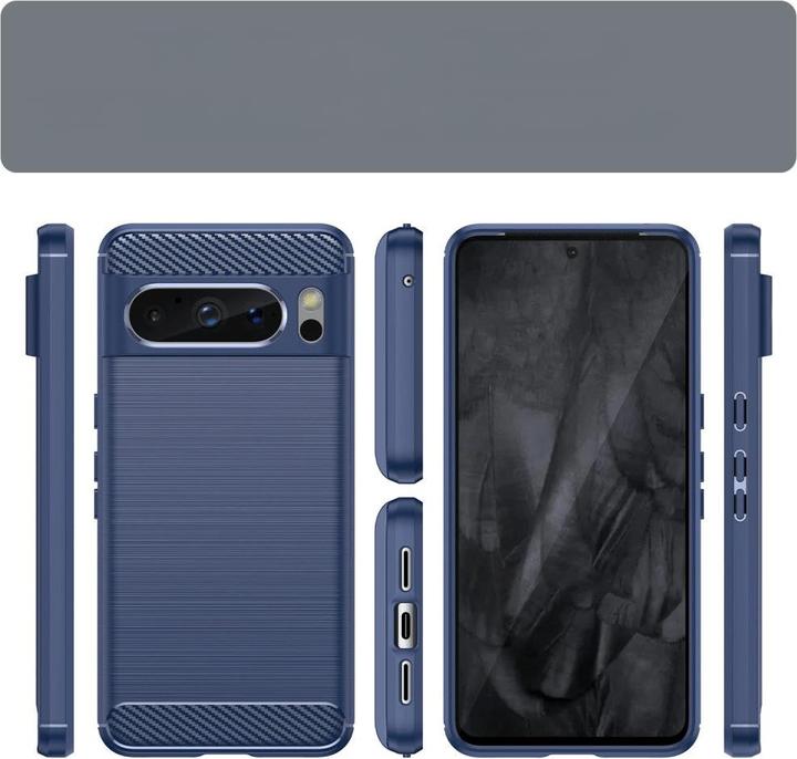 Produktbild Cover-Discount Google Pixel 8 Pro - Metall Carbon Look Hülle blau (Google Pixel 8 Pro)