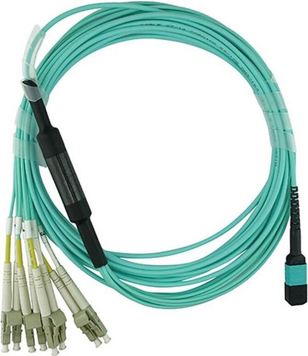 Actual product image BlueOptics MC6709309-007 compatible MPO-4xLC OM3 patch cable 7.5 metres