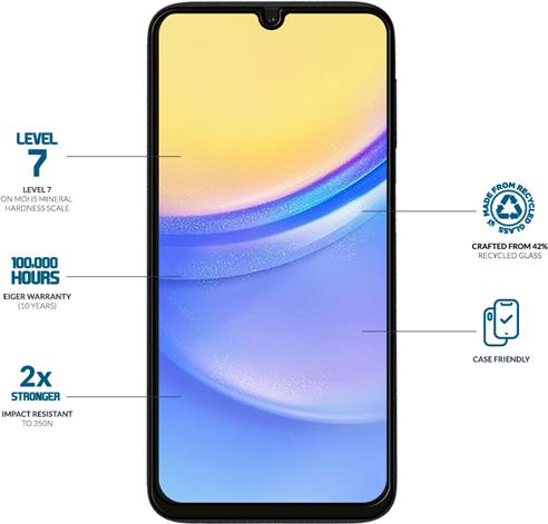 Actual product image Eiger Mountain Glass Clear Edge (1 Piece, Samsung Galaxy A15 5G, Samsung Galaxy A15)