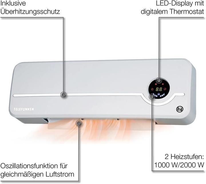 Produktbild Mauk TKWH 2000 Wandheizlüfter mit Oszillationfunktion (2000 W)