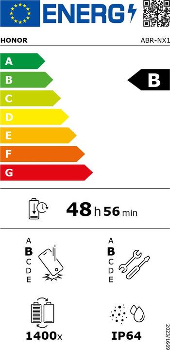 Label énergétique Honor 400 Lite (256 Go, Gris velours, 6.70", SIM + eSIM, 108 Mpx, 5G)
