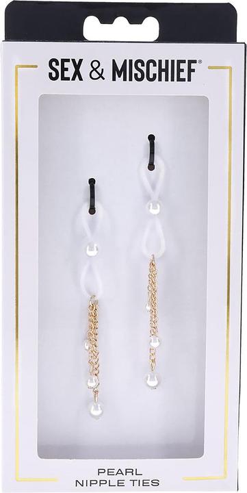 Produktbild Sportsheets Sex And Mischief Pearl Nipple Ties Gold 10 cm