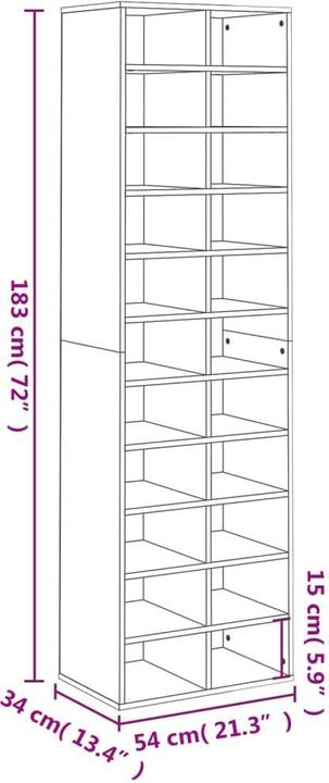 Actual product image VidaXL Gianna (54 x 34 x 183 cm)