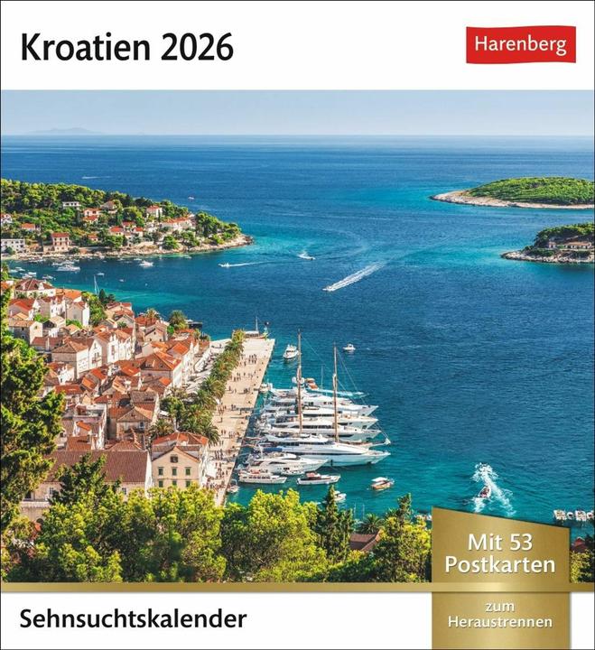 Actual product image Harenberg Kroatien Sehnsuchtskalender 2026 - Wochenkalender mit 53 Postkarten (German)