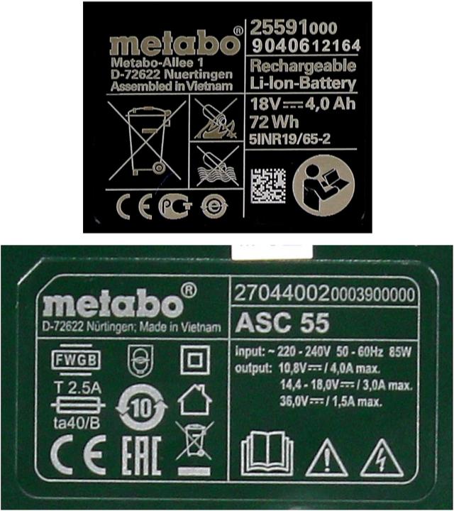 Actual product image Metabo Basic set 3x Li-Power battery pack 18 V 4.0 Ah CAS Li-Ion battery ( 3x 625591000 ) + charger ASC 5 (18 V)