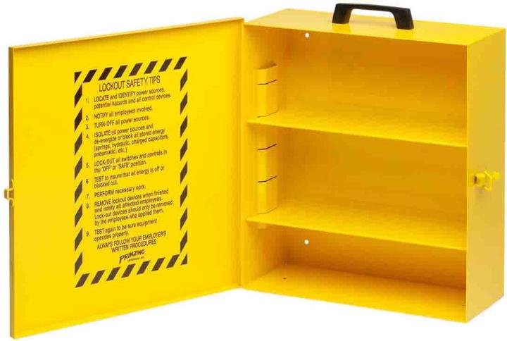 Produktbild Brady Industrielle Lockout Station, Pulverbeschichtetes Metall, Gelb, 406 x 355 x 152 mm, Beschrif
