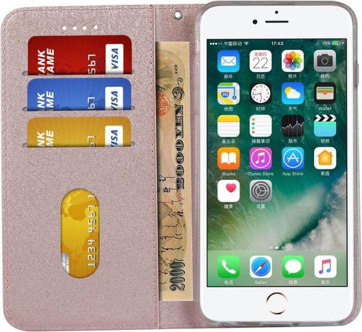 Immagine prodotto Cover-Discount iPhone SE / 8 / 7 - Custodia Flip con texture seta rosa (Apple iPhone 7, Apple iPhone 8)