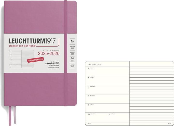 Image du produit Leuchtturm1917 LEUCHTTURM 1W/S MED.18mon HC D.ROSE (A5)
