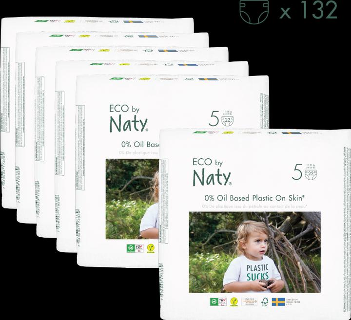 Actual product image Naty Organic diaper (Size 5, Monthly box, 132 Piece)