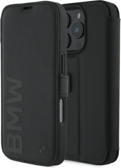 BMW BMBKP16L23RMRLK iPhone 16 Pro 6.3" czarny/black bookcase Signature Leather Wordmark (Apple iPhone 16 Pro)