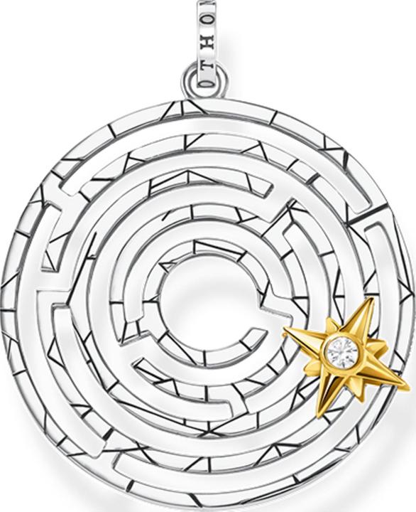 Thomas Sabo Anhänger Labyrinth mit goldenem Stern (Silber 925)