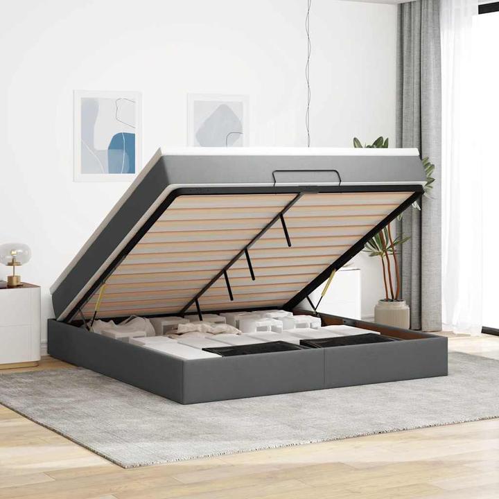 Immagine prodotto VidaXL Ottomana con materasso in tessuto grigio scuro 160x200 cm (160 x 200 cm)