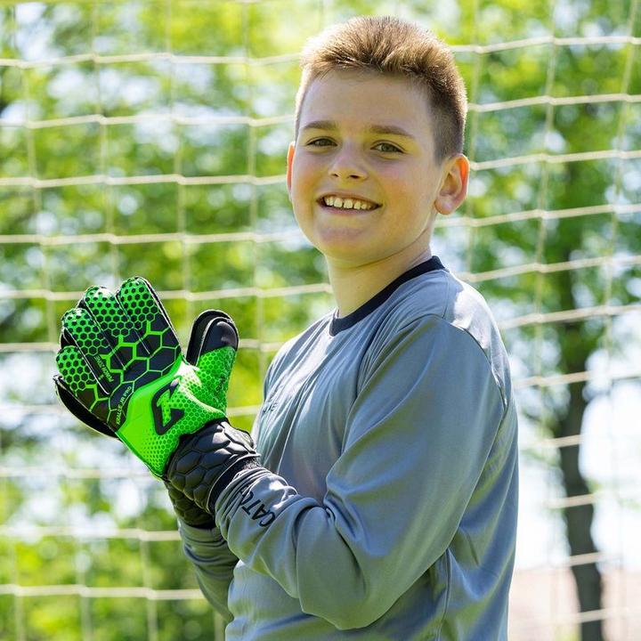 Produktbild Catch & Keep Fussballhandschuhe Kralle Junior Pro 3.0 Gr. 4 Grün Torwart Keeper Goalie Handschuhe (4)