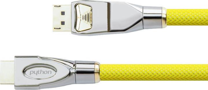 Actual product image Python Connection cable DisplayPort 1.2 to HDMI 2.0, 4K2K / UHD, 24K gold-plated contacts, OFC, nylon (1 m, DisplayPort)