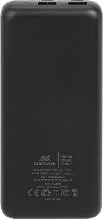 Image du produit Rivacase Batterie 20 000 Mah 45W Qc/Pd (20000 mAh, 45 W, 74 Wh)
