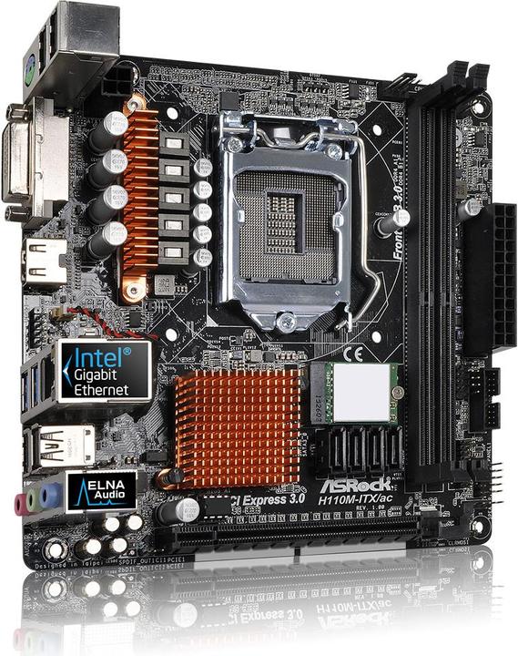 Produktbild AsRock H110M-ITX/ac (LGA 1151, Intel H110, Mini-ITX)