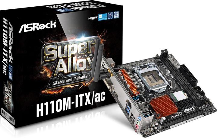 Produktbild AsRock H110M-ITX/ac (LGA 1151, Intel H110, Mini-ITX)