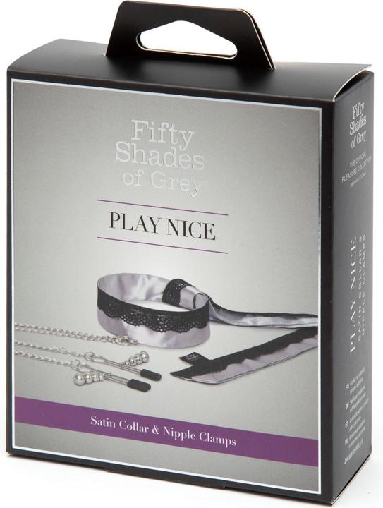 Produktbild Fifty Shades of Grey Play Nice Satin & Lace Collar & Nipple Clamps - Black