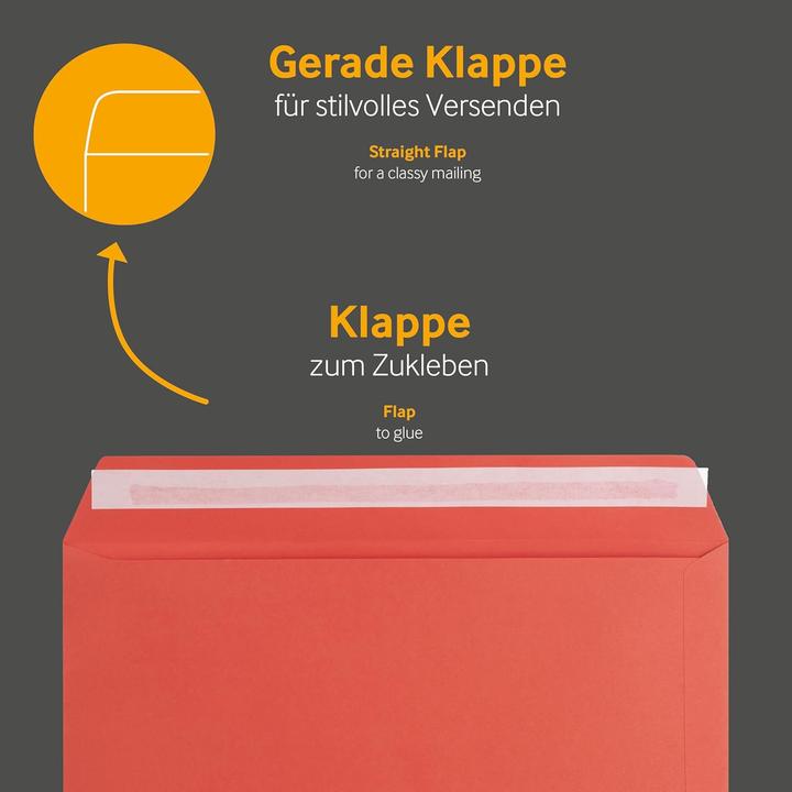 Actual product image Blanke Briefhüllen 50 rote Briefumschläge DIN C4 mit Haftklebung (C4, 50 x)