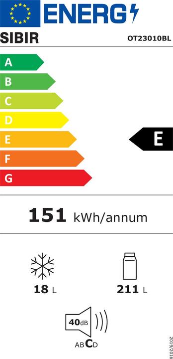 Energy Label Sibir OT23010BL (229 l)