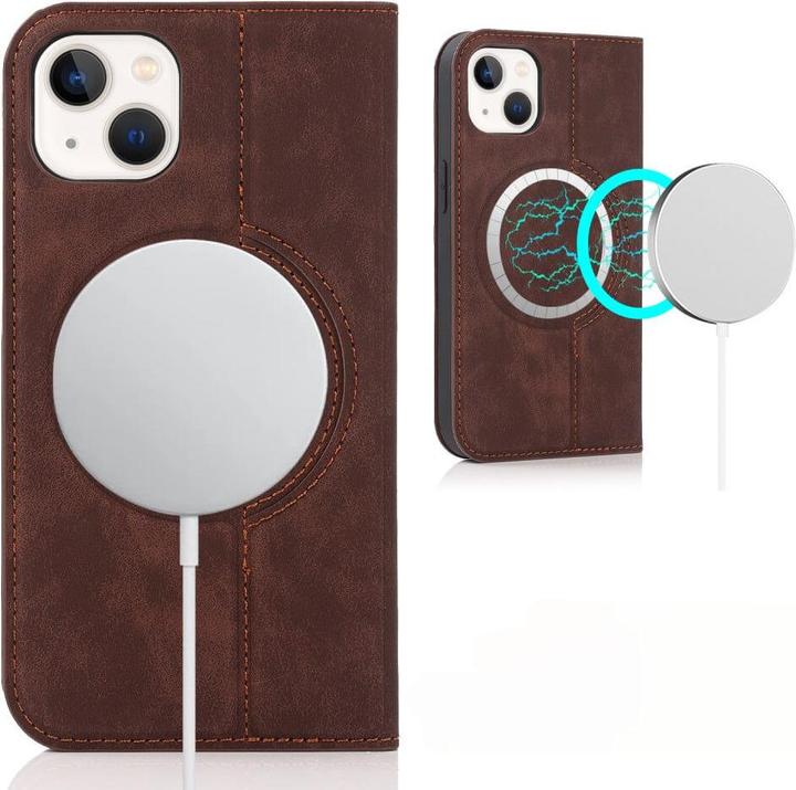 Immagine prodotto Cover-Discount iPhone 15 Plus - Custodia MagSafe Flip RFID marrone scuro (Apple iPhone 15 Plus)
