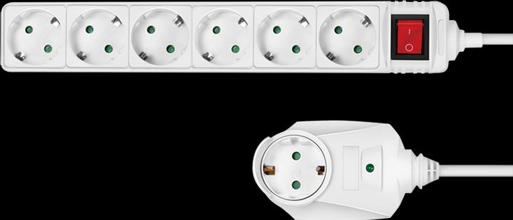 Actual product image LogiLink Power strip 7-way + switch, 6x CEE 7/3 + 1 through plug, 2 m (6 x, CEE 7/3, 2 m)