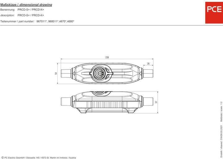 Actual product image PCE 4670001 PRCD-S+ 30mA 1.5/1.5m3G1.5H07s St/Cu (3 m)