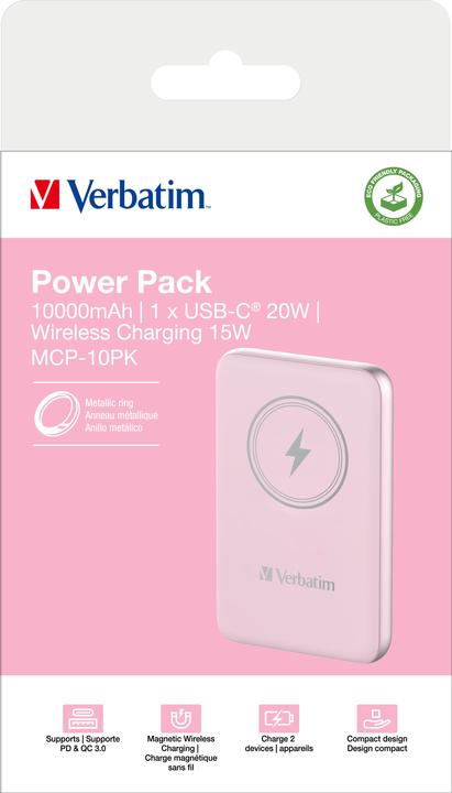 Immagine prodotto Verbatim Charge 'n' Go Magnetic Wireless Powerbank 10.000mAh rosa (10000 mAh, 20 W, 37000 Wh)
