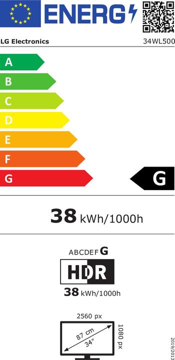Energie-Label LG 34WL500-B (2560 x 1080 Pixel, 34")