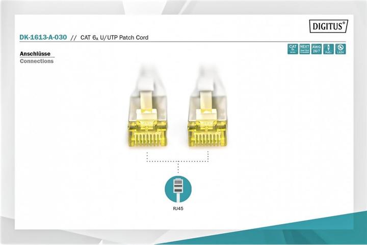 Actual product image Digitus Network cable (U/UTP, CAT6a, 3 m)