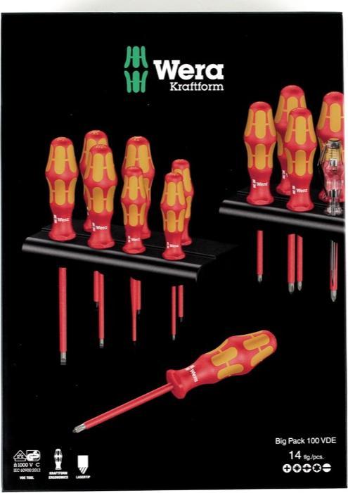 Actual product image Wera Kraftform Big Pack 100 VDE (Torx (TX), Pozidriv cross recess (PZ), Phillipps cross recess (PH))
