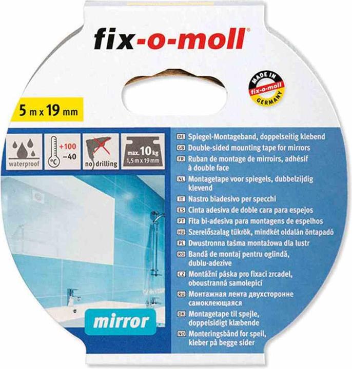 Produktbild Fix-o-moll Spiegel-Montageband weiss 5 m x 19 mm (19 mm)