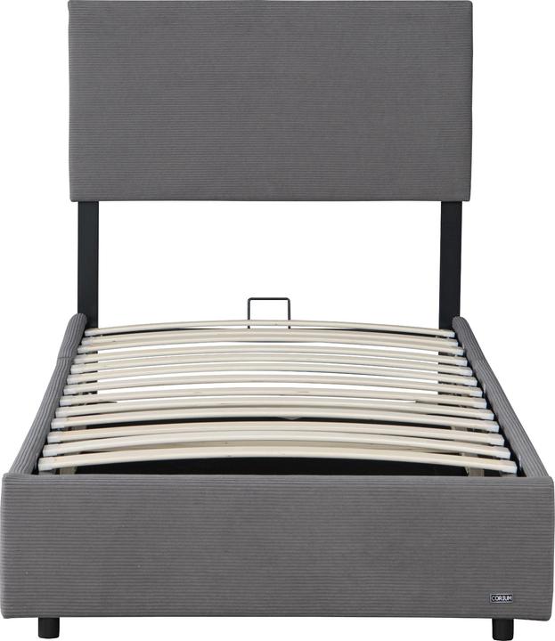 Actual product image Corium Polsterbett Juva Cord mit Lattenrost 90x200 cm Grau (90 x 200 cm)