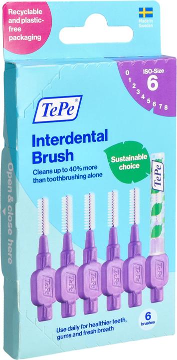 Immagine prodotto TePe Viola 6 scovolini Misura 6 1,1 mm Interdentale Made in Sweden Nuovo (6 x, 1.10 mm)