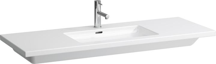 Actual product image Laufen Living Square washbasin, 1 tap hole, with overflow, 1300x480, can be cut on one side up to 97 (1387 mm, 235 mm)