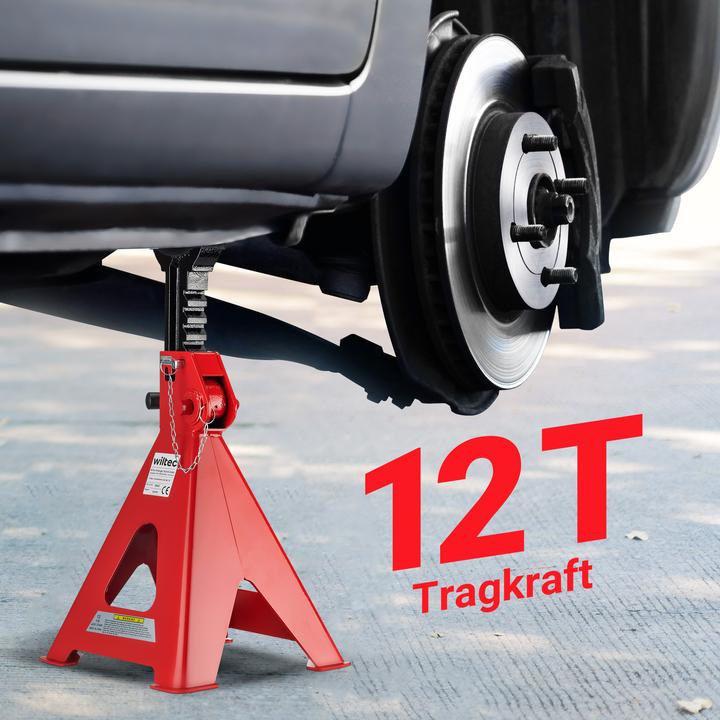Actual product image Wiltec Support trestle set of 2 up to 12 tonnes Height-adjustable car trestle