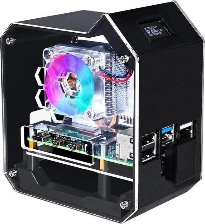 Image du produit Raspberry Pi EB121900 - Kit Mini Tower NAS pour 4B, supporte jusqu'à 2TB M.2 SATA SSD