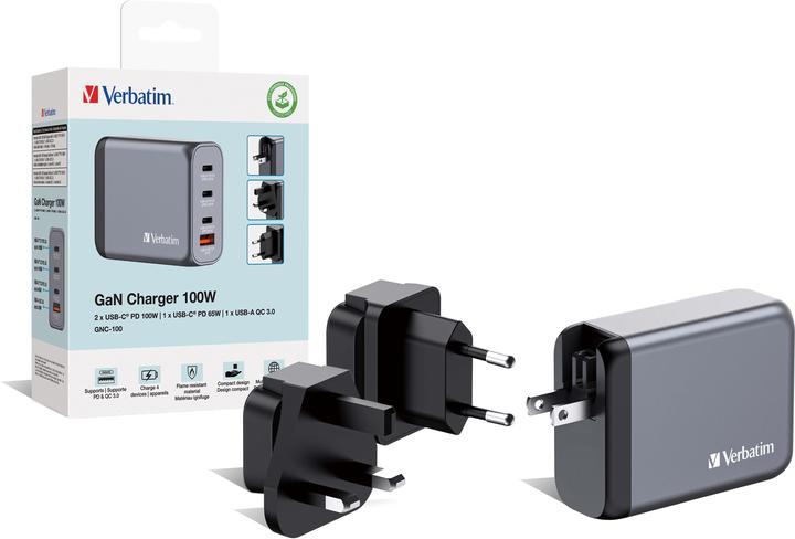 Actual product image Verbatim GNC-100 GaN Charger (100 W)
