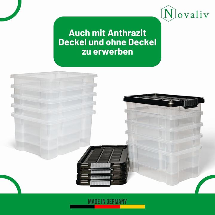 Immagine prodotto Novaliv Aufbewahrungsbox mit Deckel 5L transparente Nestbar stapelbare Plastikbox mit Clipverschluss (5 l)