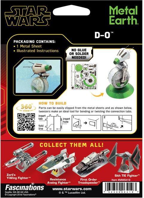 Actual product image Metal Earth Star Wars D-O
