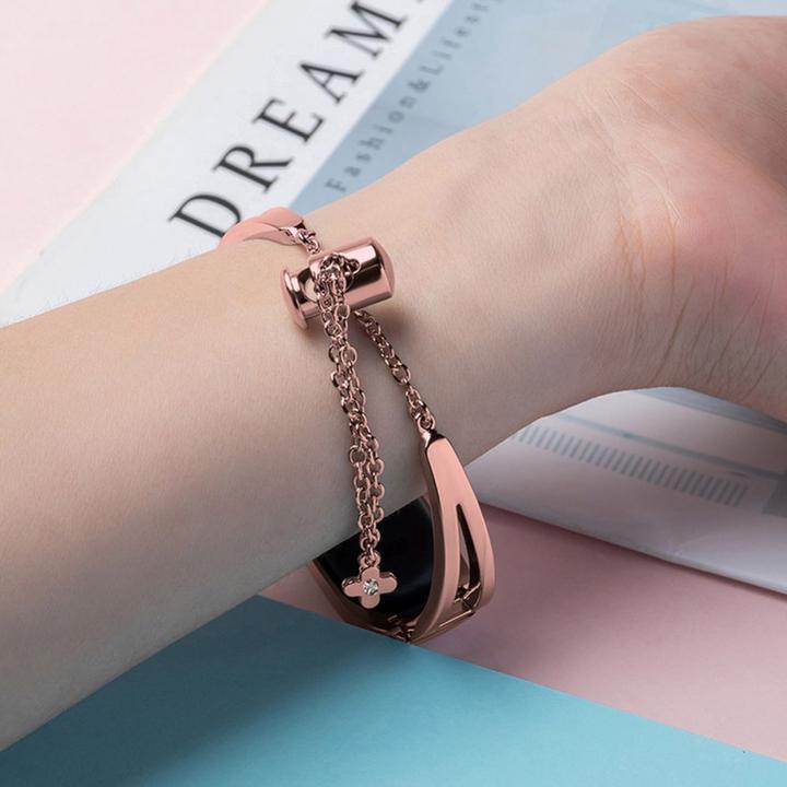Actual product image Hurtel Replacement metal band bracelet strap for Xiaomi Mi Band 6 / 5 / 4 / 3 pink (Stainless steel)